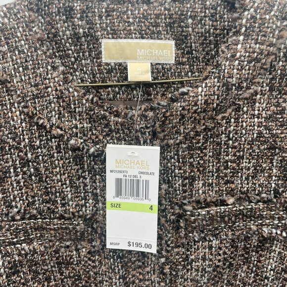 Michael Kors Womans Tweed Blazer Jacket Size 4 Brown Black NEW Snap Button - Picture 5 of 8